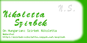 nikoletta szirbek business card